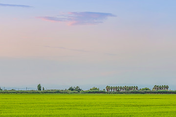 Image showing Romantic tranquil and peaceful dusk landscape view