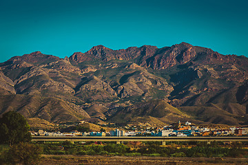 Image showing Panoramic view to the mountains in motion