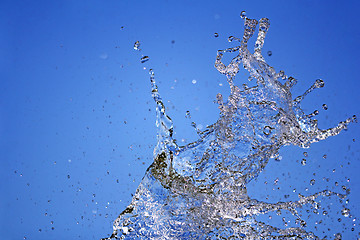 Image showing Water splash on blue background close up shoot