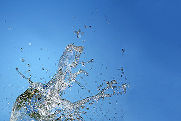 Image showing Water splash on blue background close up shoot