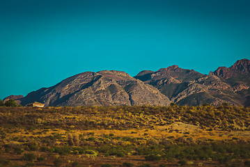 Image showing Panoramic view to the mountains in motion