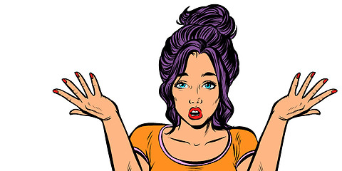 Image showing confused woman gesture isolate on white background