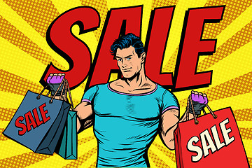 Image showing man with bags on sale