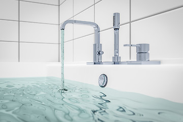 Image showing filling a bathtub with water