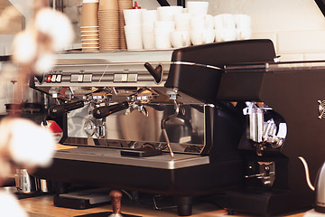 Image showing Barista, cafe, making coffee, preparation and service concept