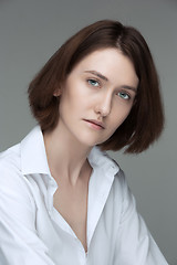 Image showing The face of attractive serious woman