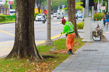 Image showing Cleaning street in Singapore