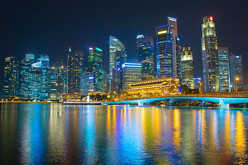 Image showing Singapore Downtown at night skyline