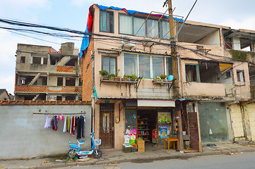 Image showing Building  Shanghai slum area. China