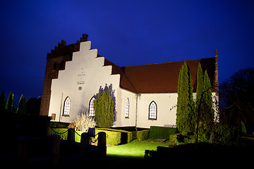 Image showing Sollerod church at night in 2016