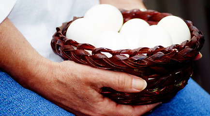 Image showing Eggs in a basket.