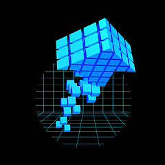 Image showing Blockchain vector illustration in the form of cubes in the form of an arrow. Block chain design. The concept of information transfer