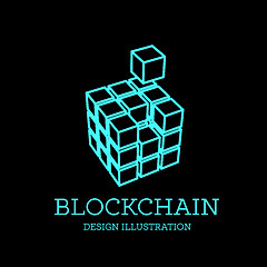 Image showing Blockchain vector illustration in the form of cubes. Block chain design. The concept of information transfer