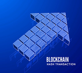 Image showing Blockchain vector illustration in the form of cubes in the form of an arrow. Block chain design. The concept of information transfer