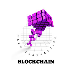 Image showing Blockchain vector illustration in the form of cubes in the form of an arrow. Block chain design. The concept of information transfer