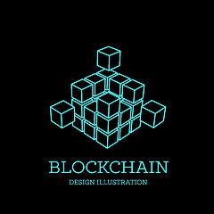 Image showing Blockchain vector illustration in the form of cubes. Block chain design. The concept of information transfer