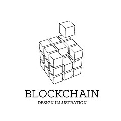 Image showing Blockchain vector illustration in the form of cubes. Block chain design. The concept of information transfer