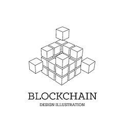 Image showing Blockchain vector illustration in the form of cubes. Block chain design. The concept of information transfer