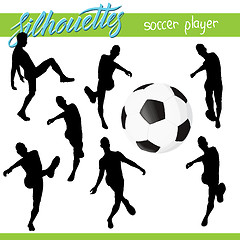 Image showing Vector football soccer ball with players silhouettes