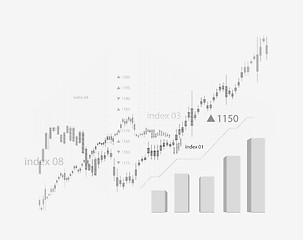 Image showing The schedule for changing the stock market graph in a positive direction. The investment economy and the development of new financial tools for trade online. Vector