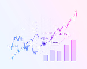 Image showing The schedule for changing the stock market graph in a positive direction. The investment economy and the development of new financial tools for trade online. Vector