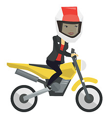 Image showing Young asian woman riding motorcycle.