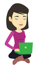 Image showing Woman using cloud computing technology.