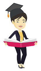 Image showing Graduate with book in hands vector illustration.