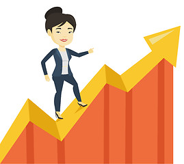 Image showing Business woman standing on profit chart.