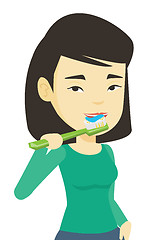 Image showing Woman brushing her teeth vector illustration.