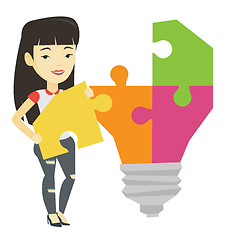 Image showing Student with idea lightbulb vector illustration.