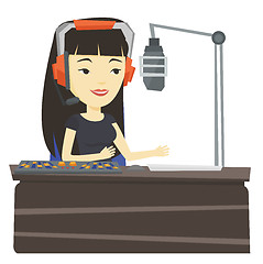 Image showing Female dj working on the radio vector illustration