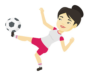 Image showing Soccer player kicking ball vector illustration.