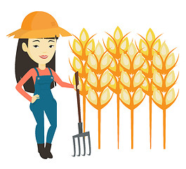 Image showing Farmer with pitchfork vector illustration.