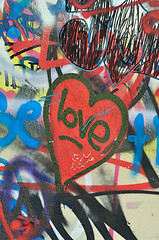 Image showing dirty love graffiti urban background