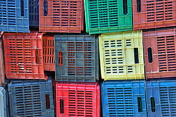 Image showing colorful plastic crates background