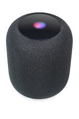 Image showing Using an Apple HomePod speaker on white