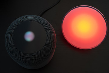 Image showing Using an Apple HomePod speaker to control a smart light