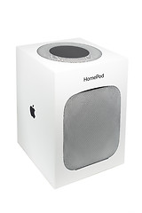 Image showing Packaging of an Apple HomePod speaker