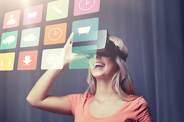 Image showing woman in virtual reality headset or 3d glasses