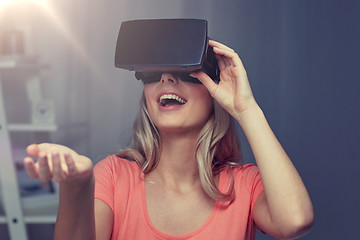 Image showing woman in virtual reality headset or 3d glasses