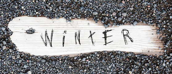 Image showing Sand on planked wood - Winter