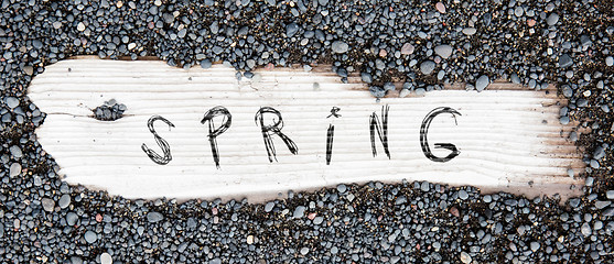 Image showing Sand on planked wood - Spring