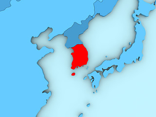 Image showing South Korea on 3D map