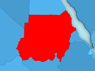 Image showing Sudan on 3D map