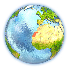 Image showing Western Sahara on isolated globe
