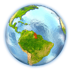 Image showing Guyana on isolated globe