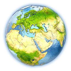 Image showing Lebanon on isolated globe