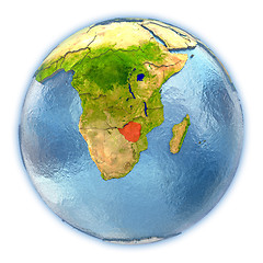Image showing Zimbabwe on isolated globe