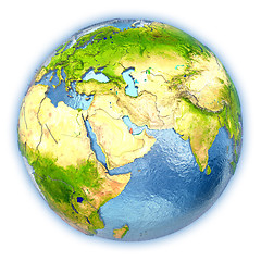 Image showing Qatar on isolated globe